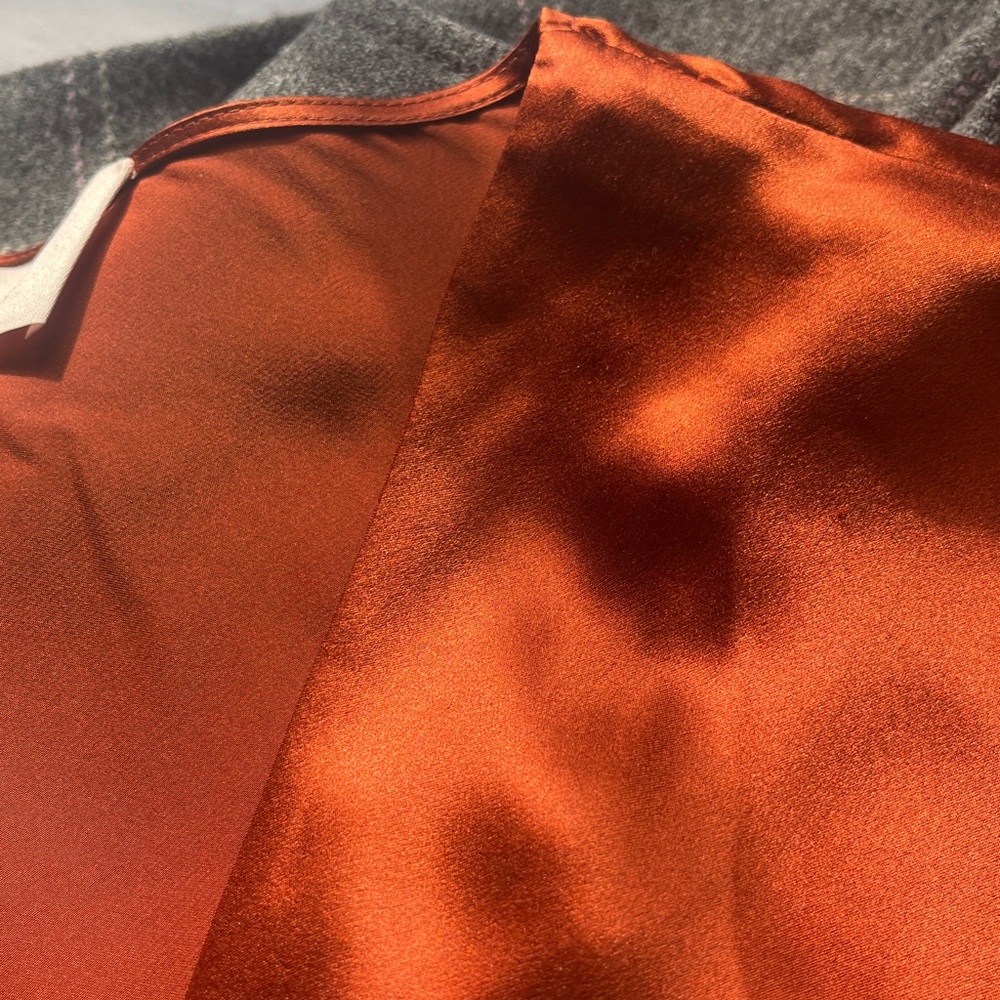 Cinq à Sept Rust Satin Tunic pure silk NWOT - Picture 11 of 11